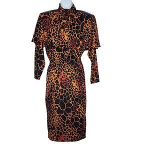 Vintage Lillie Rubin Dress 100% Silk Animal Print Snake Skin Sz. 4
